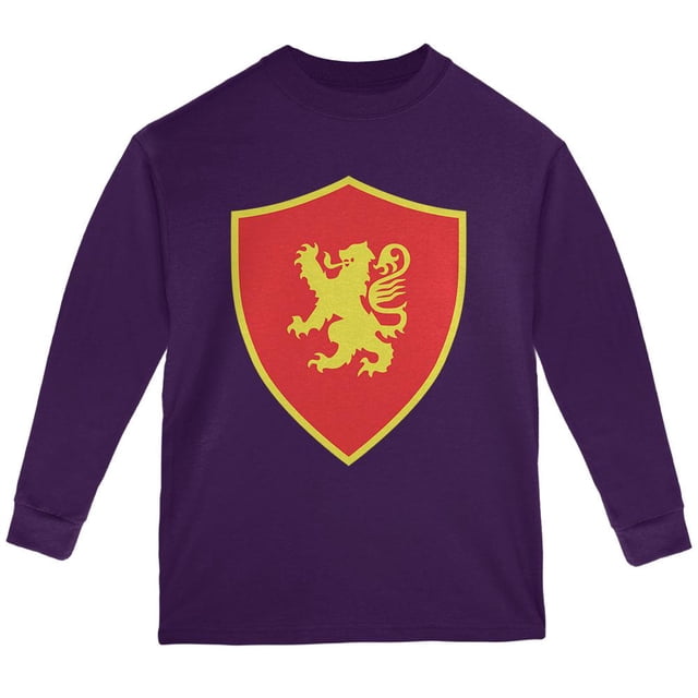 Costume de Chevalier Bouclier d'Halloween Lion Rampant t-Shirt à Manches Longues pour Jeunes