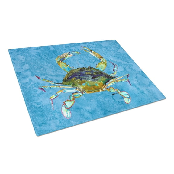 Carolines Treasures 8656LCB Crab Glass Cutting Board Large, 12H x 16W, multicolor