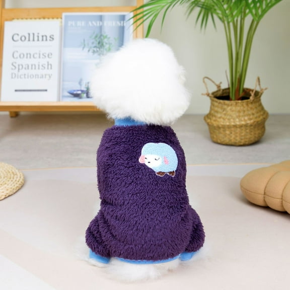 Teddy Sheep Four-legged Velvet Warm Dog Cat Clothes Than Bear Fight Small Dog Pet Clothes navy blue S
