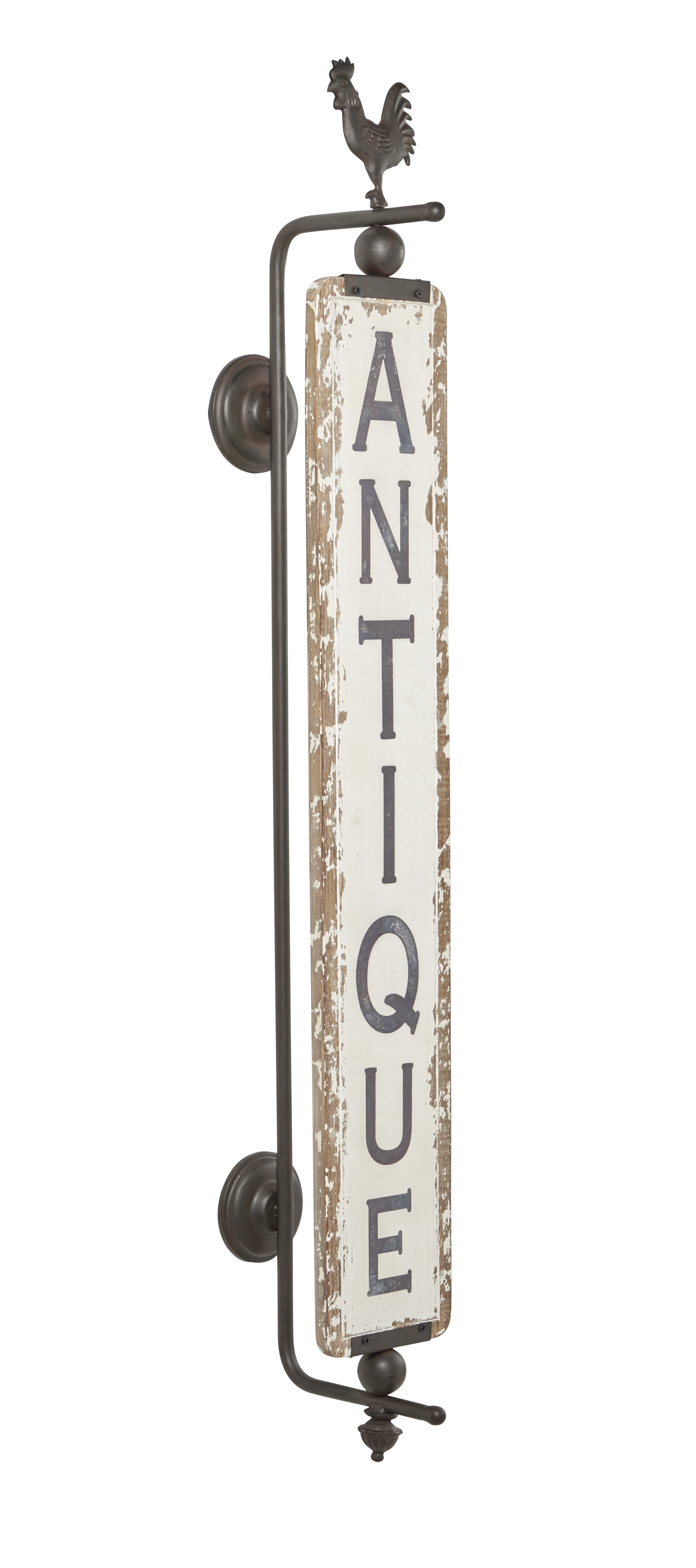 Decmode Rustic Distressed White Wood And Metal Wall Décor 15" x 53"
