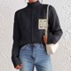 thumbnail image 4 of Suéter de cuello alto para mujer, blusas con empalmes de encaje, camiseta de cuello alto, suéter casual de moda, top acrílico para mujer, 4 of 6
