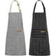 thumbnail image 1 of 2 Pack Kitchen Cooking Aprons, Adjustable Soft Chef Apron with 2 Pockets for Men Women (Black/Brown Stripes), 1 of 4