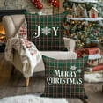 thumbnail image 2 of 20x20 Christmas Throw Pillow Covers Set of 2, Plaid Christmas Pillow Covers Decorative Pillow Covers Xmas Cushion Cases for Farmhouse Home Room Couch Sofa Decor (Dark Green), 2 of 4