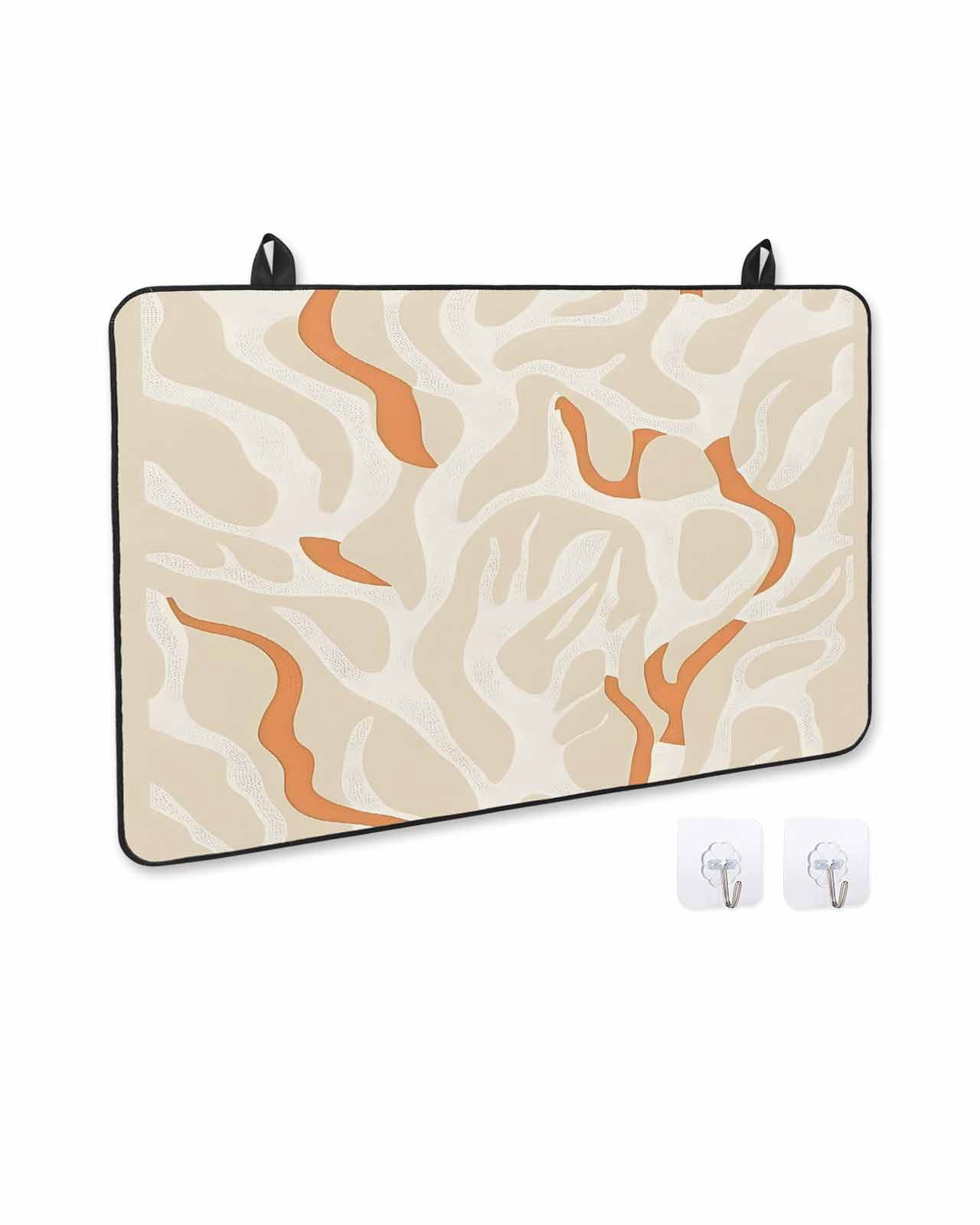 nqOlkjepod Large Induction Cooktop Protector Mat 36"x21", Orange Beige Stove Top Covers for Electric Stove, Ocean Coral Coastal Beach Abstract Stove Burner Cover Mats, Glass Top Stove Cover