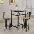 thumbnail image 6 of Barara King Bar Table and Chair Set, Bistro Set, Bar Table with 2 Bar Stools, 3 Pieces Bar Table Set with Backrest, Gray, 6 of 8