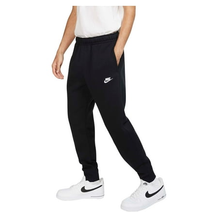 New Mens Nike Gym Athletic Club Jogger Feece Pants Sweatpants Black White 2022