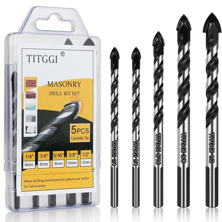 Masonry Drill Bits Set 11PCS, Concrete Drill Bit Set for Glass, Tile,  Brick, Cement, Concrete, Plastic, Cinder Block, Wood etc with Industrial  Strength Carbide Tip, 1/8-1/2 by amoolo - Yahoo Shopping