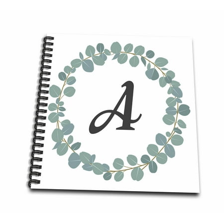 3dRose, Letter A Monogram Eucalyptus Leaves Wreath Elegant Greenery, Mini Notepad 4 x 4 inch