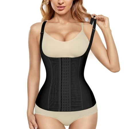 

Junlan Women Underbust Shapewear Waist Trainer Cincher Corset sleevesless Tummy Control Body Shaper Back Support Girdle(Black S)