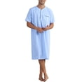 thumbnail image 2 of CAMISONES DE RAYAS INSPIRE CHIC para Hombres Camisas de Dormir de Manga Corta con Botones Camisón de Rayas L Azul Claro, 2 of 6