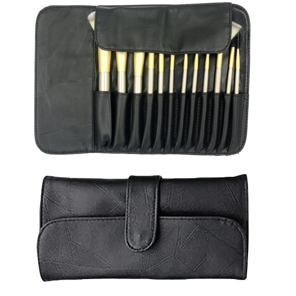 Makeup Brush Rolling Case Holder - Portable Cosmetic Bag Organizer, Travel-Friendly, Available in 12/18/24 Slots, Durable Leather Material, Protects Makeup Brushes, Easy to Carry Makeup Organizers