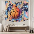 thumbnail image 5 of Abstract Basketball, Tapestry for Bedroom Wall Hanging Tapestry, Contemporary Rainbow Street Art Ceiling Backdrop Tapestries Poster Blanket Wall Decor for Teens Room Living Room Dorm 51" x 59", 5 of 8
