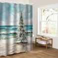 thumbnail image 5 of Coastal Christmas Tree Bathroom Curtain 72 Inch Shower Curtain with Hooks, Modern Oil Painting Beach Xmas Tree Waterproof Polyester Bath Curtain Washable Bathtub Curtain 60''x 72'', 5 of 6