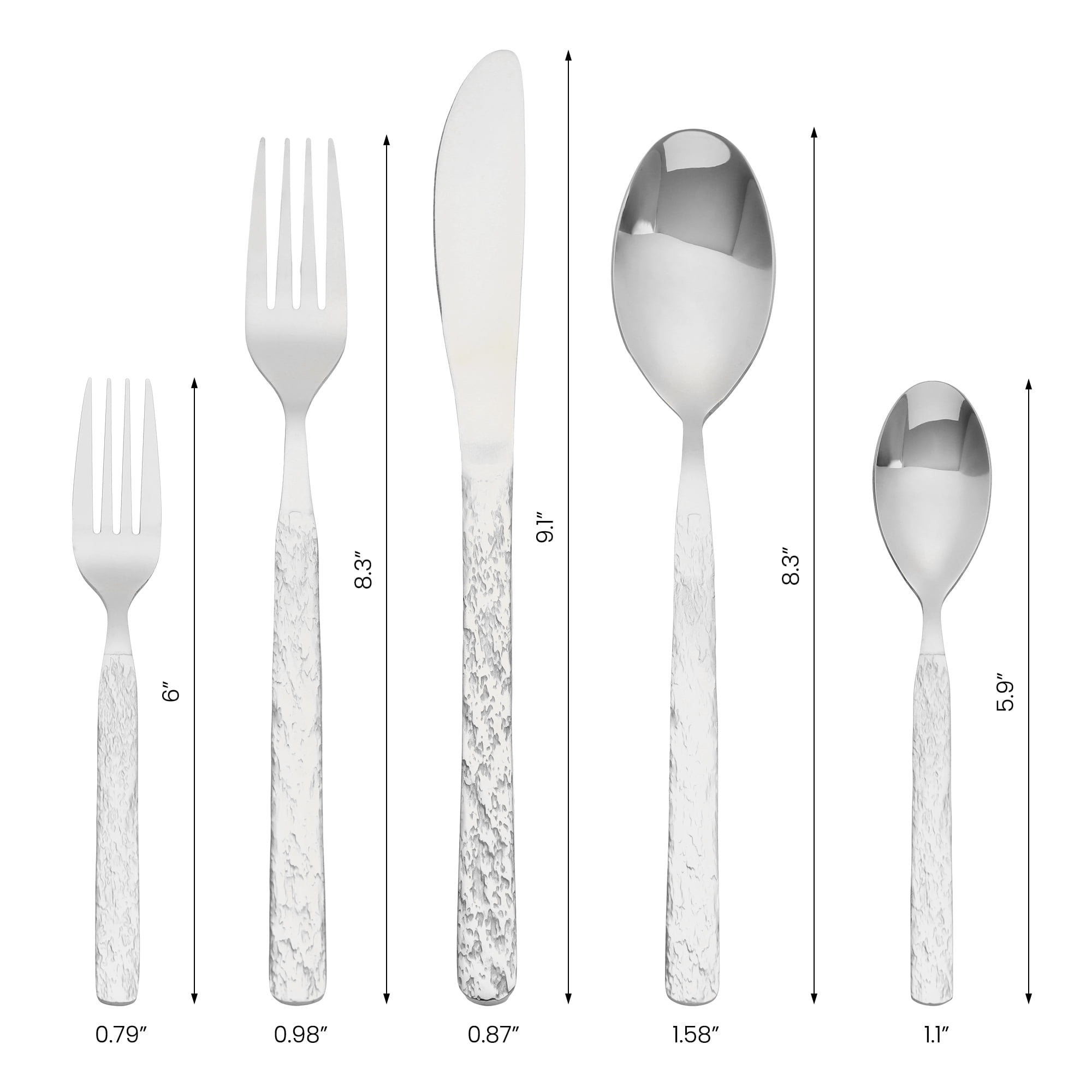Unique Bargains Stainless Steel Mirror Polished Flatware Set for Kitchen Silver 30pcs