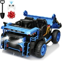 Joyracer 24V Ride on Toys w/ Remote Control, 2 Seater 800W Ride on Dump Truck, Electric Powered Ride on w/ Dump Bed, 3 Speeds, Shovel, Bluetooth/Music, Gift for Kids, Blue