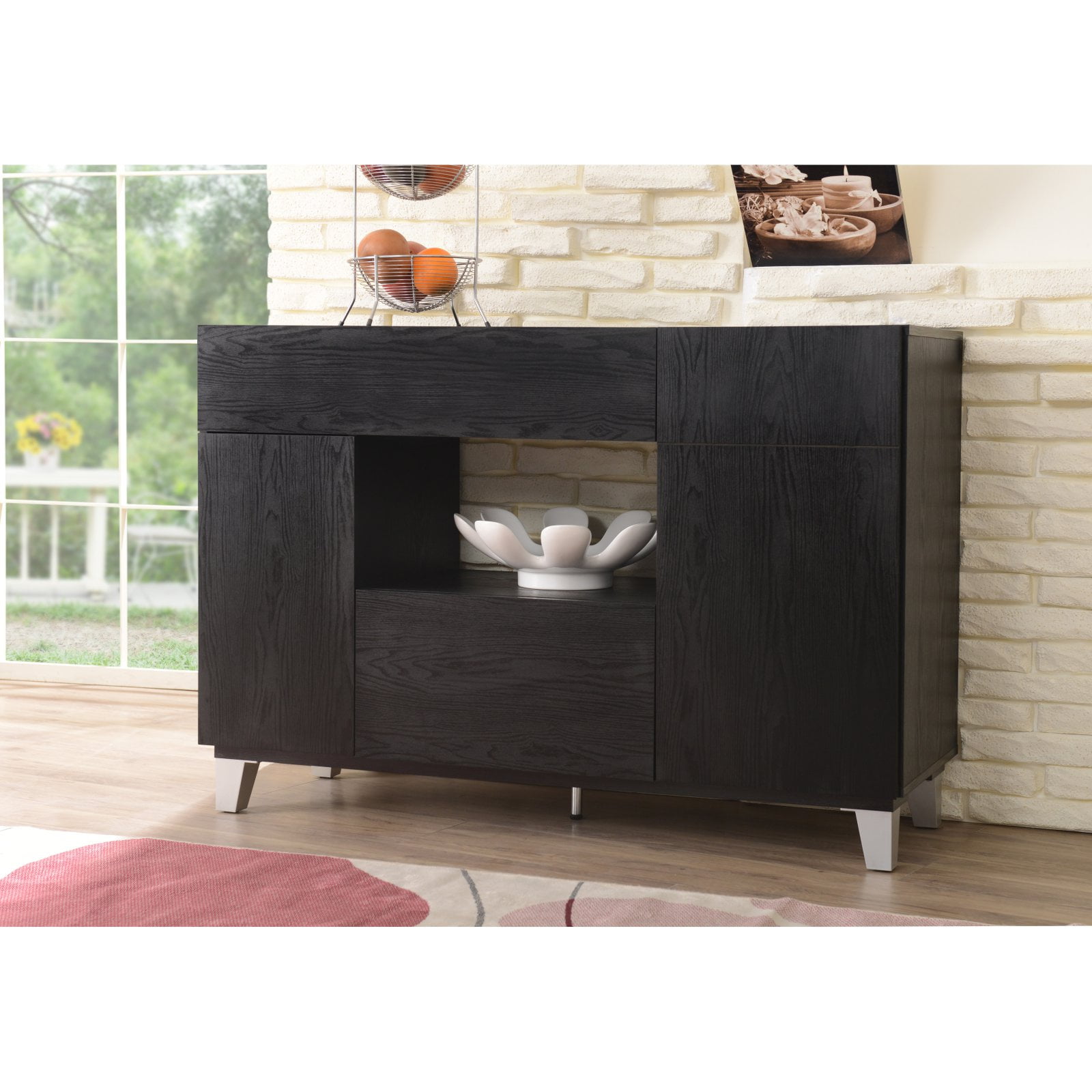 Furniture of America Delevig Black Contemporary Dining Buffet Server