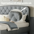 thumbnail image 3 of DeeHome Full size Adjustable Headboard with Fine Linen Upholstery and Button Tufting for Bedroom, Wave Top Light Gray, 3 of 9