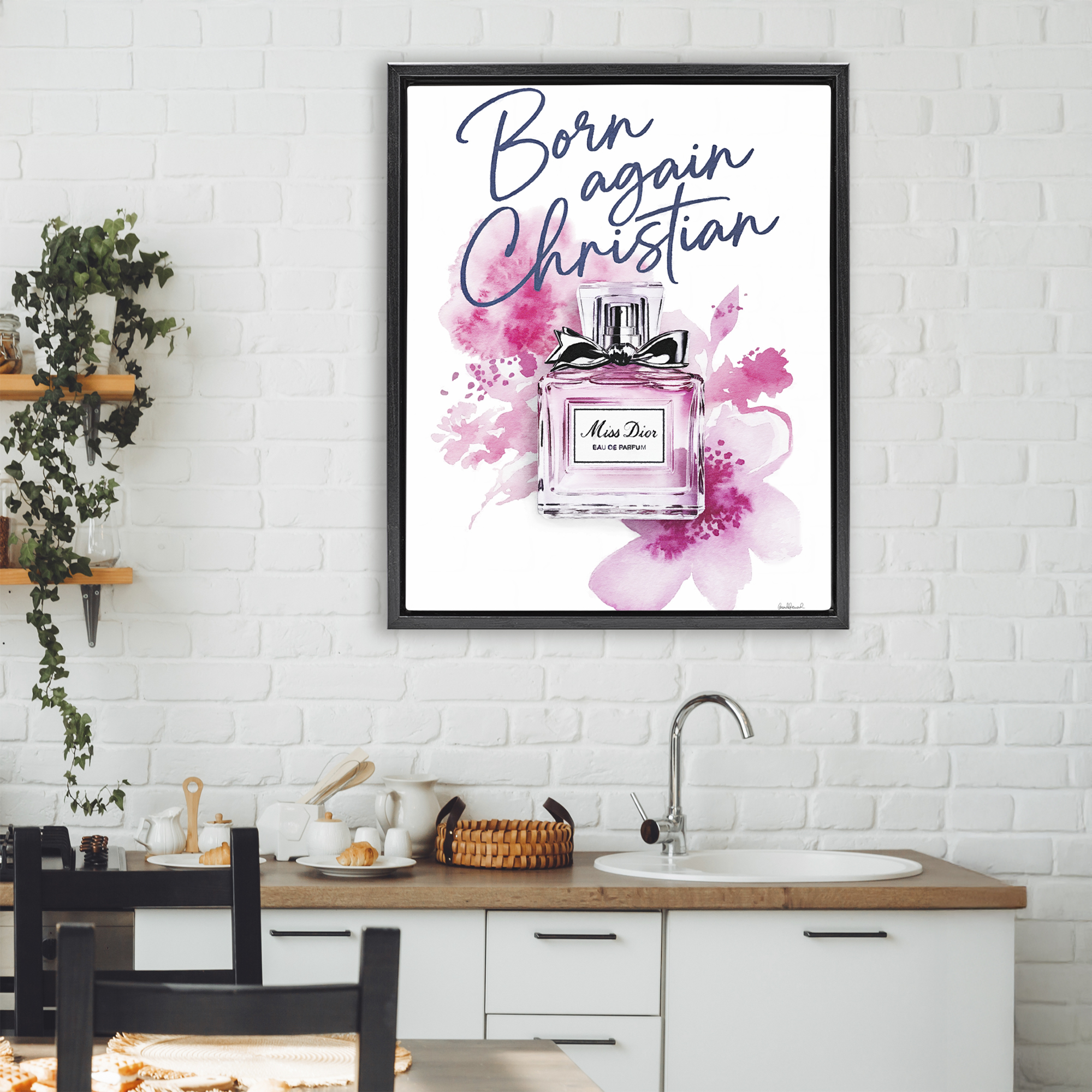 Born Again Christian with Fragrance Black Framed Floater Canvas Wall Art, design by Amanda Greenwood