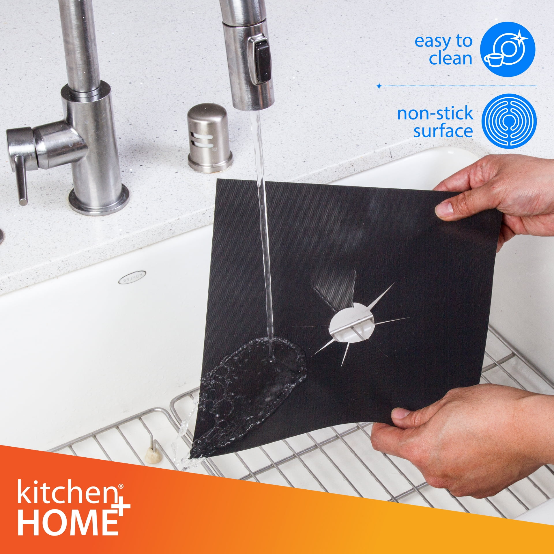Kitchen + Home Set of 4 Nonstick Heavy Duty Reusable Stove Top Gas Burner Protectors - 100% PFOA & BPA Free (KH-132C)