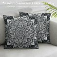 thumbnail image 3 of Orinice  Mandala Throw Pillow Cushion Cover, Psychedelic Circular Element Art Lotus Theme, Decorative Square Accent Pillow Case, White Charcoal White, 3 of 5
