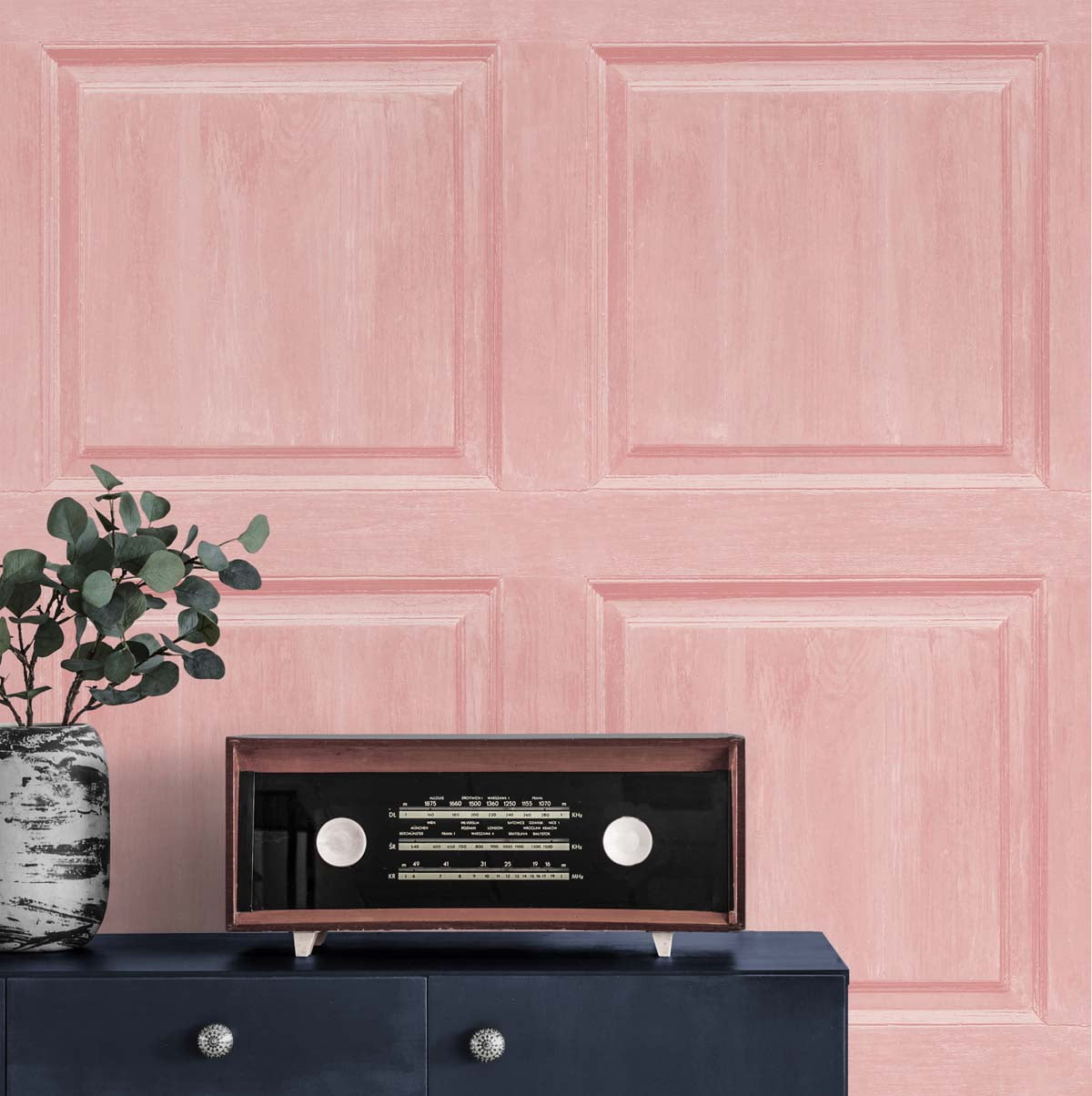 NextWall Arthouse Washed Faux Panel Peel and Stick Wallpaper 20.5 in. W x 18 ft. L - Blush