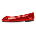 thumbnail image 2 of YDN Women Classic Bowknot Round Closed Toe Ballet Flats Slip On Pumps Low Heel Simple Dressy Casual Soft Shoes Size 5 Red Pu, 2 of 4