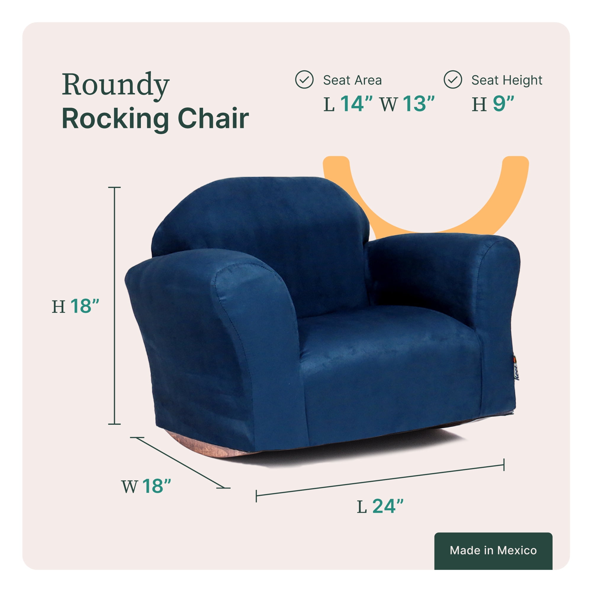 Keet Bubble Rocking Children's Solid Print Fabric, Foam, Wood Indoor Chair Denim