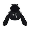 thumbnail image 1 of Sweat-shirt à Manches Longues à Manches Longues Mignon Oreille Chat à Lacets, 1 of 6