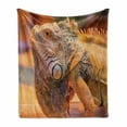 thumbnail image 1 of Iguana Soft Flannel Fleece Blanket, South America Caribbean Indigenous Arboreal Animal with Blurred Background, Cozy Plush for Indoor and Outdoor Use, 70" x 90", Pale Orange and Grey, by Ambesonne, 1 of 6