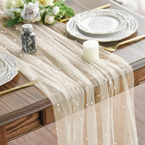 Artoid Mode 6 Pcs Chemin de Table en Gaze Beige Perle 1