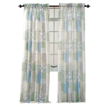 Mist Hanging - Jasmine Sheer Window Curtains - Rod Pocket Hanging Panels, Light Checkered Medallion Designs, 56