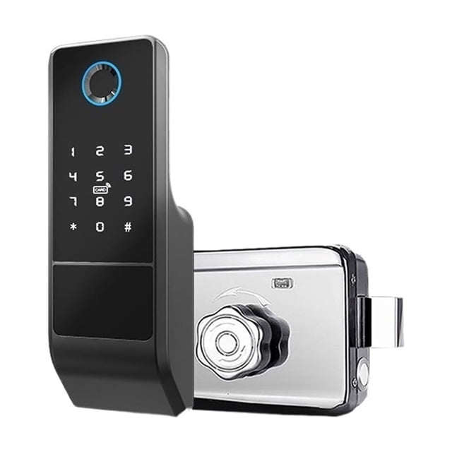 Door Lock, Finrprint Gate Lock Tuya Outdoor TTlock Smart Door Lock Digital IC Card Rim Electronic Door Lock Suitable For Home Garden ,Easy to Install