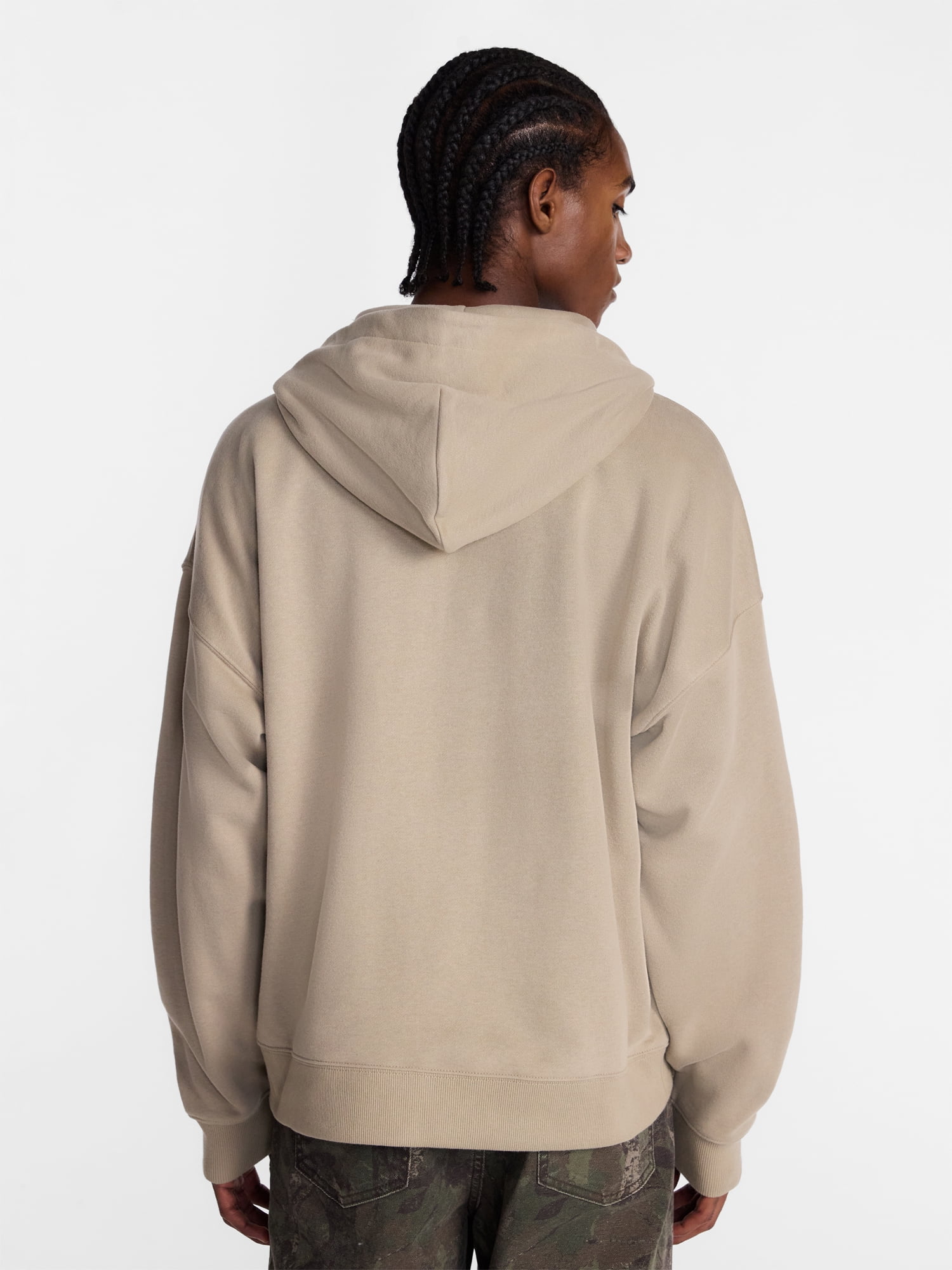 No Boundaries Zip Up Oversized Hoodie with Applique Detail, Men's and Big Men's XS-3XL