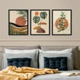 thumbnail image 2 of PixonSign Framed Canvas Print Wall Art Set - Mid-Century Tropical Plant, Desert Landscape & Sun Art - Set of 3 Abstract Geometric Modern Home Artwork Rustic Wall Décor - 12"x16"x3 Panels Black, 2 of 5