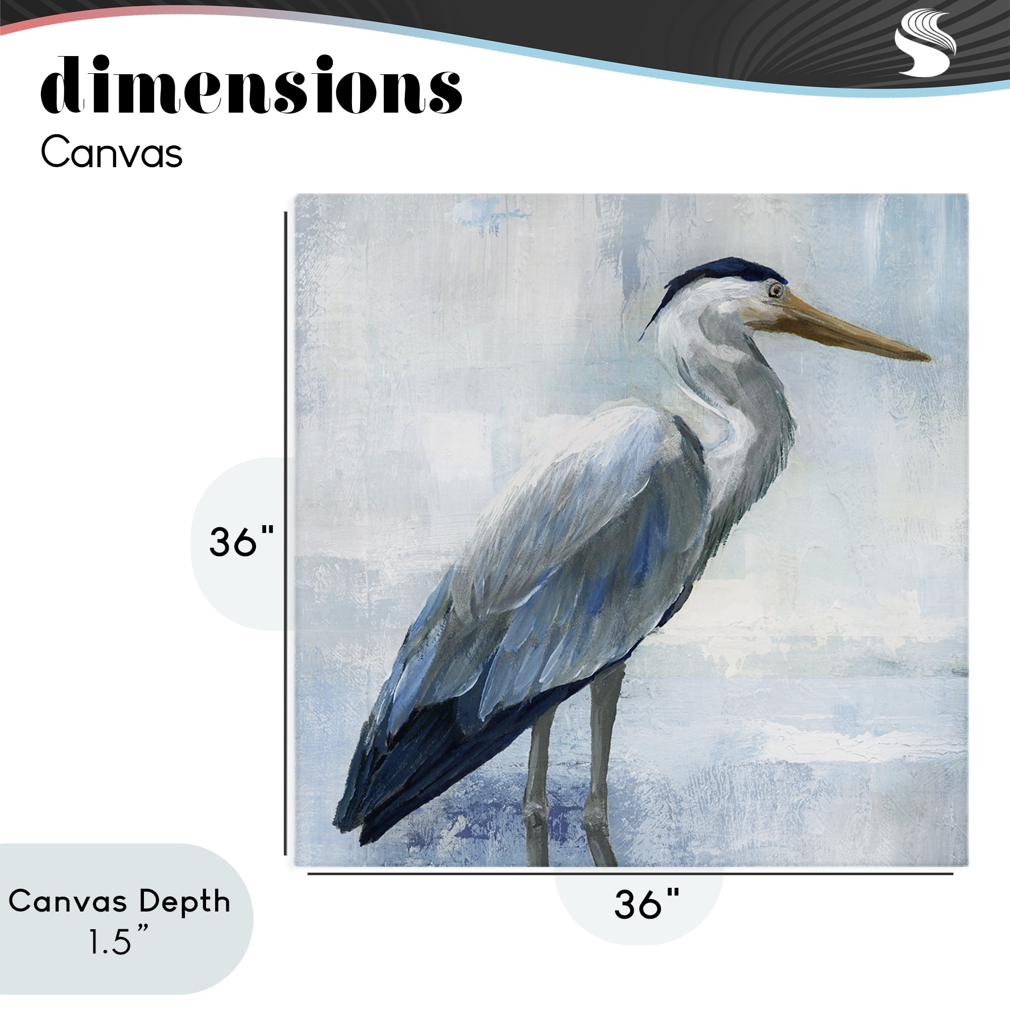 Stupell Industries Serene Blue Heron In Aqua Canvas Wall Art, design by Nan