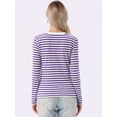 thumbnail image 3 of DARING DIVA Women's Striped Long Sleeve Cotton Crew Neck Tees XL Deep Purple Stripe, 3 of 6