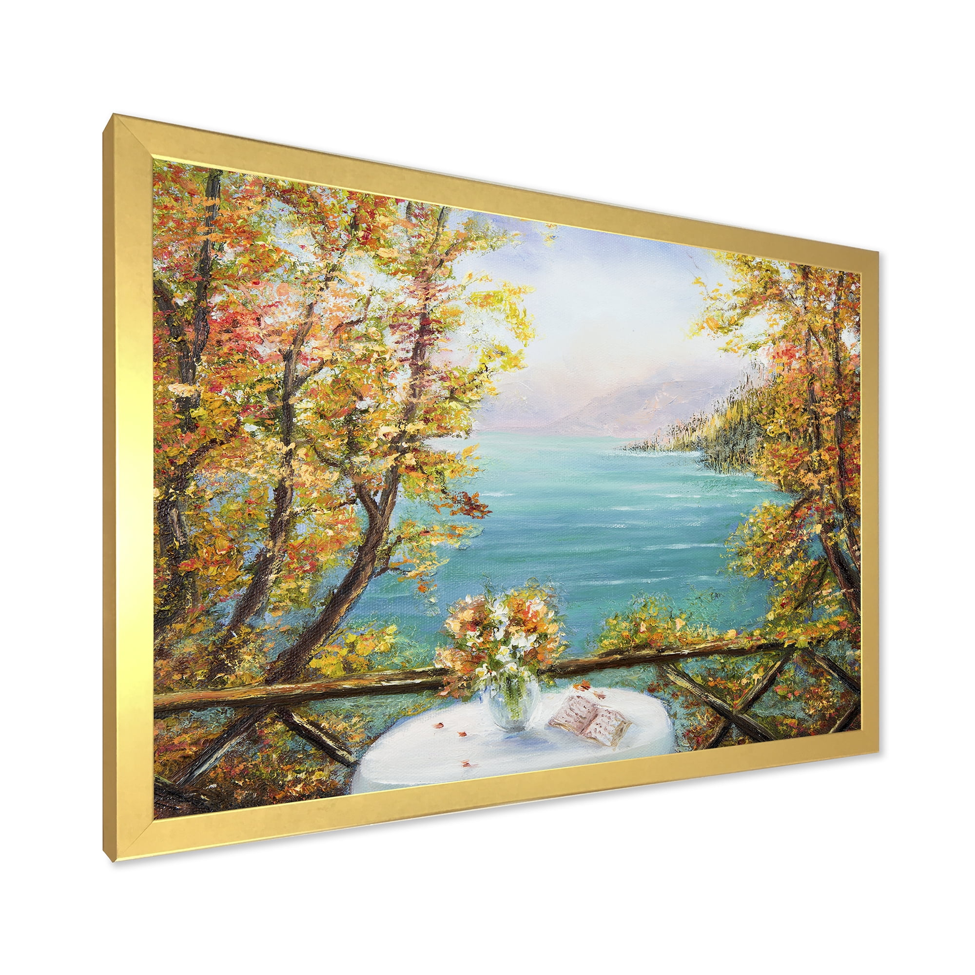 Designart 'The Blue Ocean View From Terrace' Nautical & Coastal Framed Art Print
