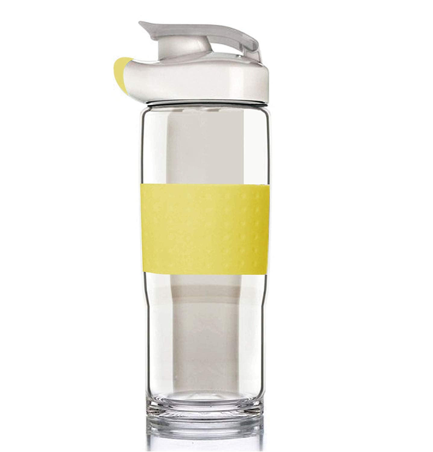 Flip Top Glass Water Bottle Silicone Wrap Glass Bottle Wide Mouth Spout Bottle BPA Free Lead