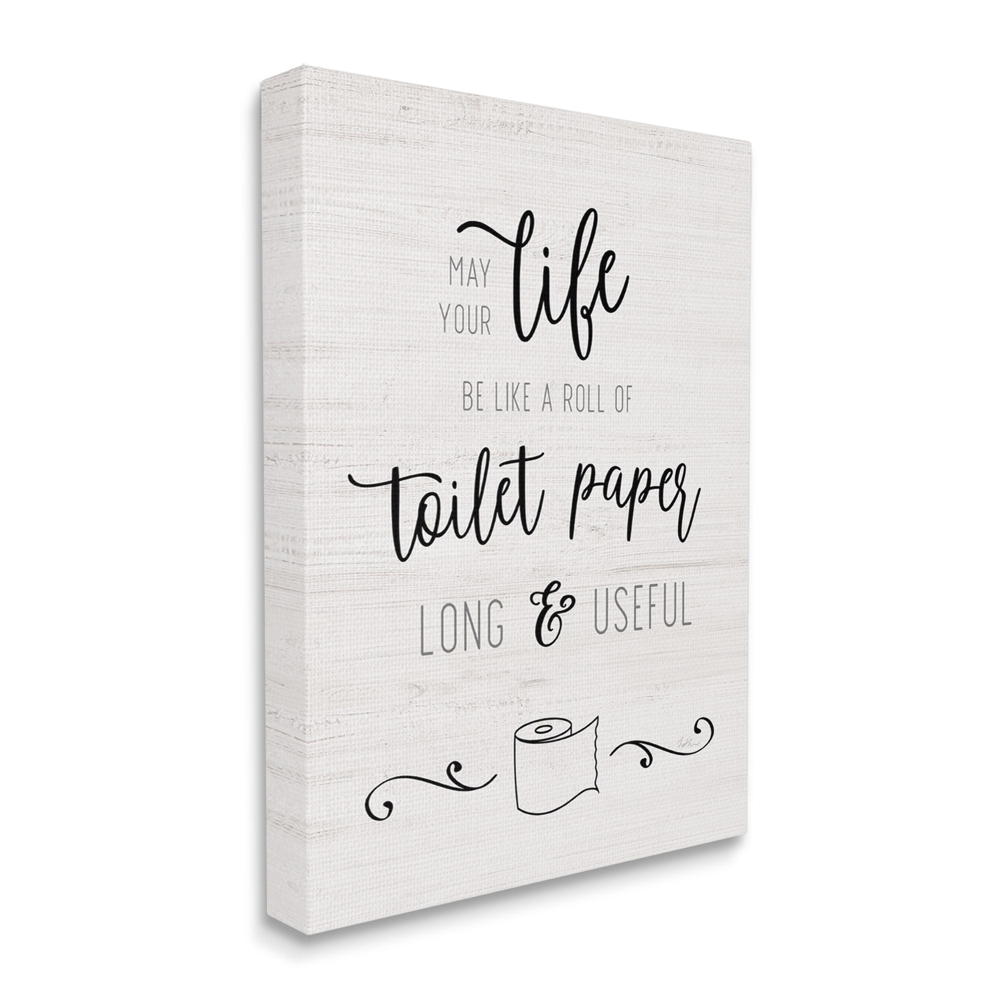 Stupell Industries Life Like Toilet Paper Roll Long and Useful Phrase, 24 x 30, Design by Natalie Carpentieri