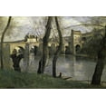 thumbnail image 2 of Corot, Jean-Baptiste-Camille 18x14 Black Ornate Wood Framed with Double Matting Museum Art Print Titled - The Bridge of Nantes, 2 of 4