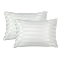 Gogreen Satin Pillowcase for Hair and Skin, Silk Satin Pillowcase 2 Pack, Pillow Cases Set of 2, Silky Pillow Cover with Envelope Closure (20"x36", White Stripe, King)