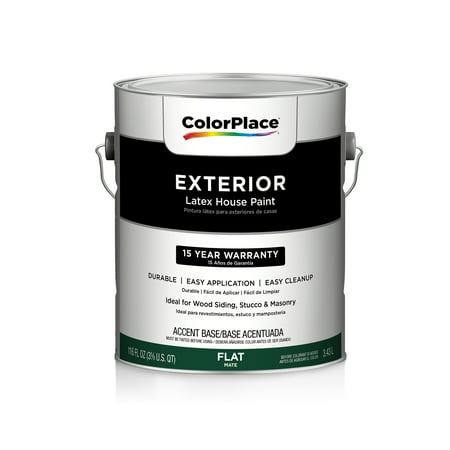 ColorPlace Classic Exterior House Paint, Flat, Accent Base, 1 Gallon