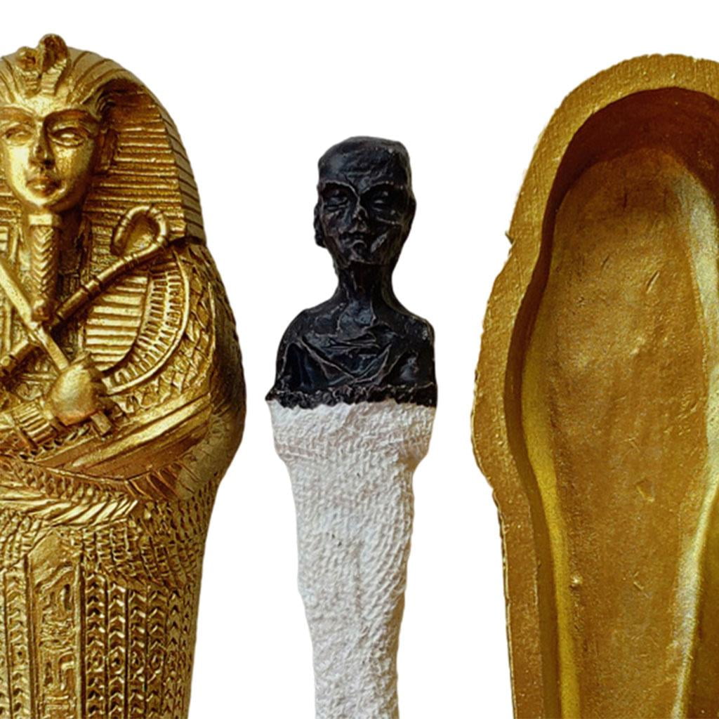 Ancient Egyptian Coffin with Mummy Figurine Statue for Home Decor Art Craft 