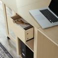 Mainstays Rolling Office Desk with Adjustable Shelves, Birch Finish