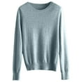 thumbnail image 4 of Lumtrix Womens Sweaters Women's Pure Sweater 2026 Fall Winter Crew Neck Long Sleeve Warm Soft Knitted Pullover Basic Tops Loose Lightweight Shirts Mint Green S, 4 of 4