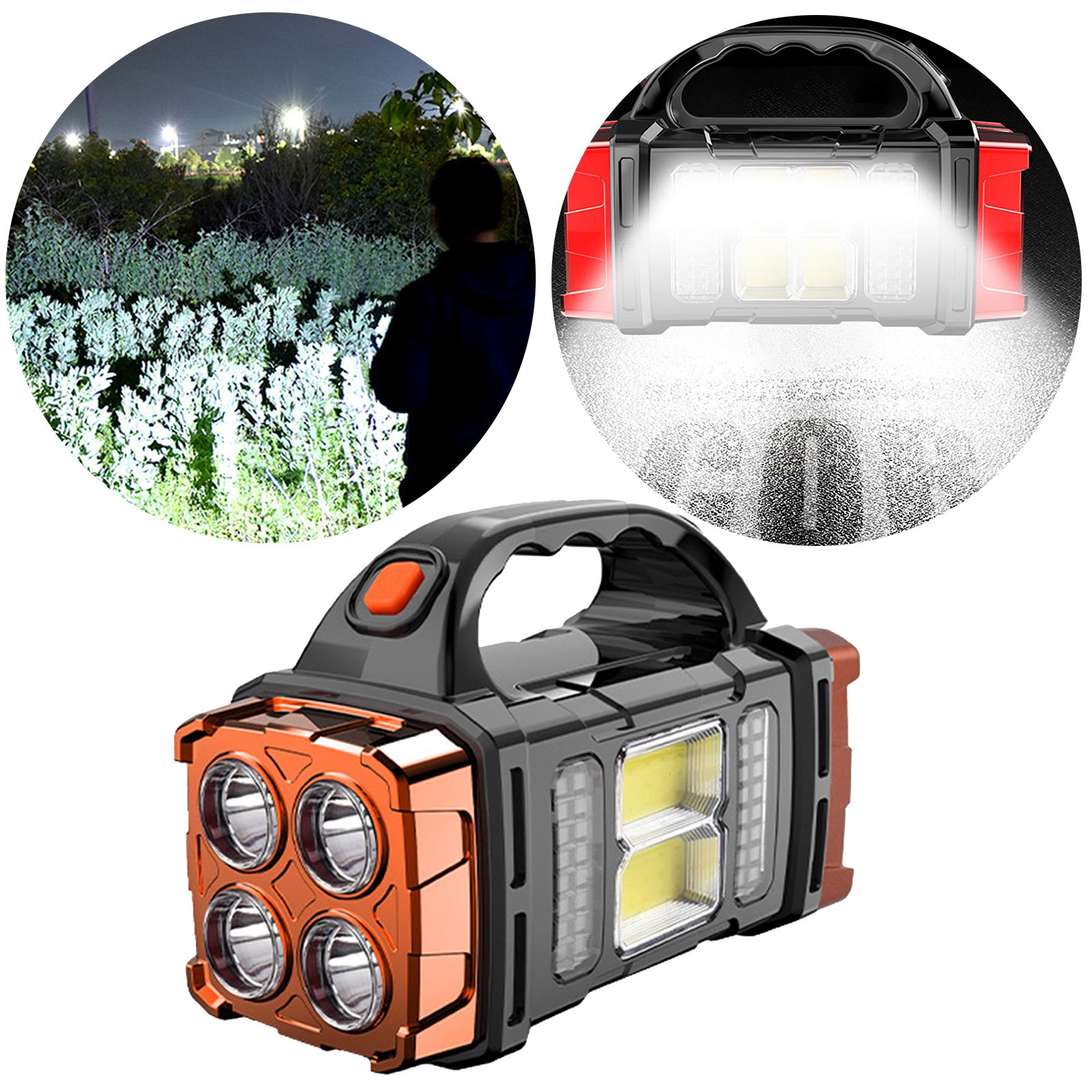 HJQEQVD Rechargeable Flashlight Camping Light with Solar Charger Multi Lamp Handheld Torch Electric Flashlight for Outdoor Hiking Indoor Power Outages