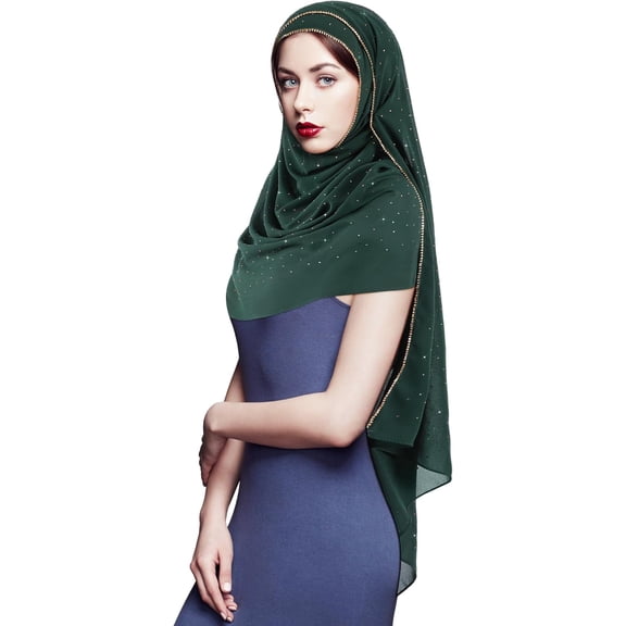 Scarf for Women Soft Chiffon Rhinestone Long Scarf Shawl Fashion Muslim Hijab Head Wrap Scarves