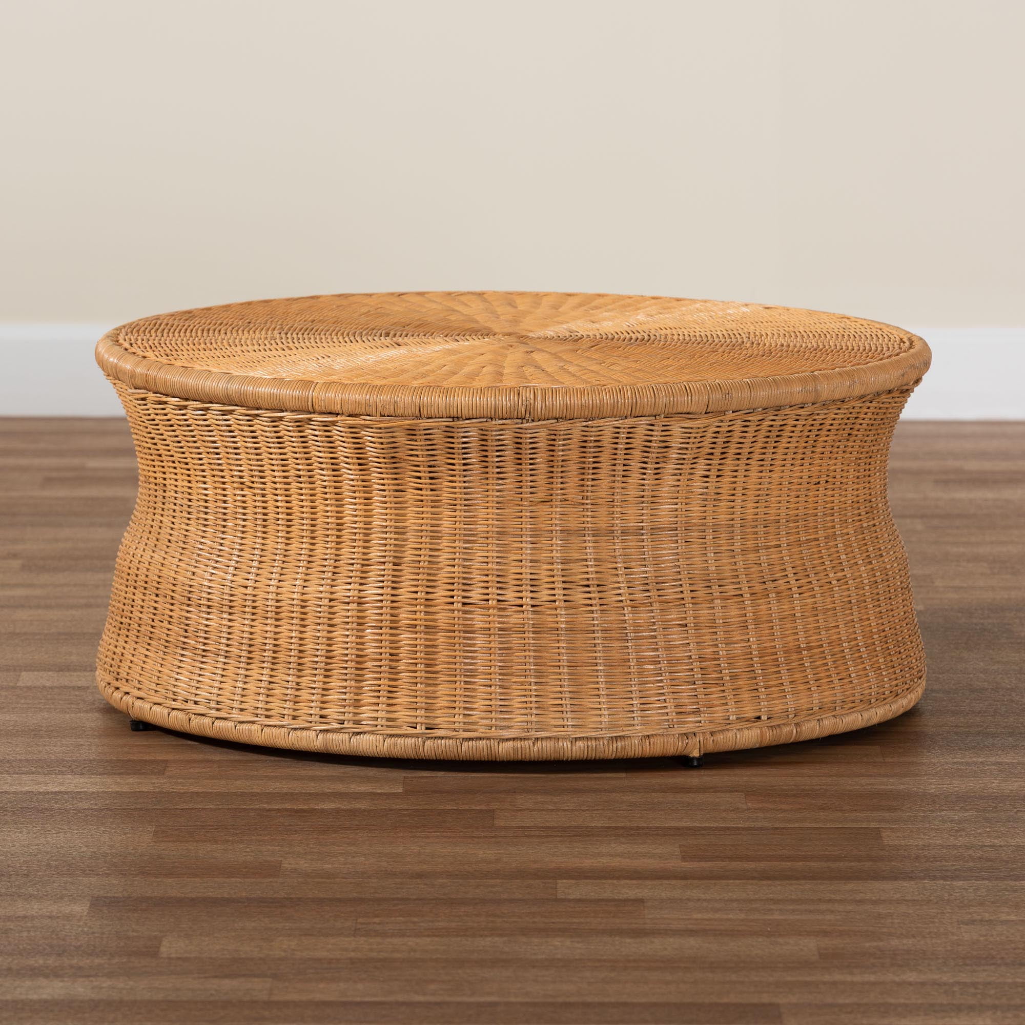 bali & pari Caroline Boho Coffee Table, 30"W, Light Honey