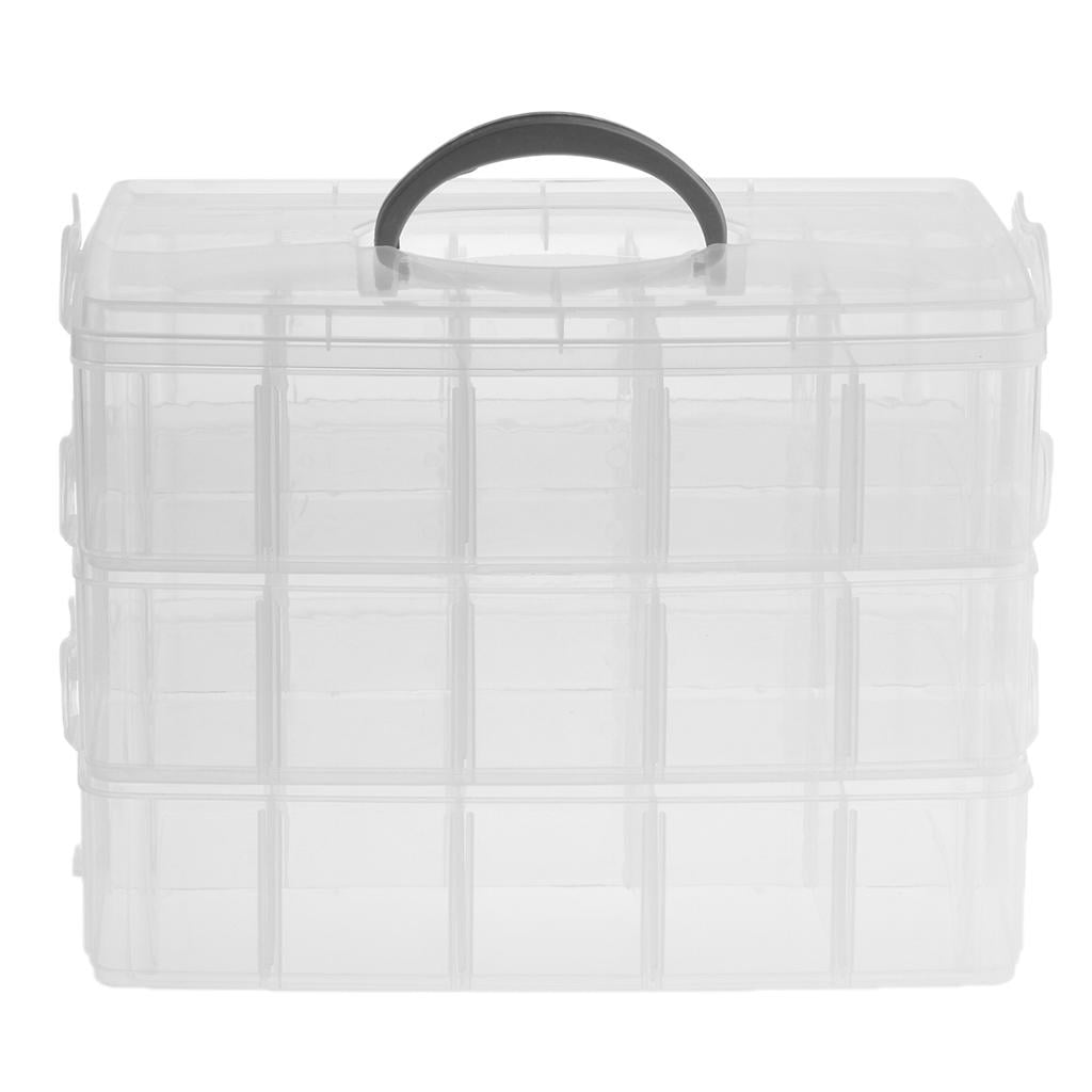 GUOOL 3X 3 Layer 30 Slots Plastic Jewelry Tool Box Beads Holder Storage Box Organizer