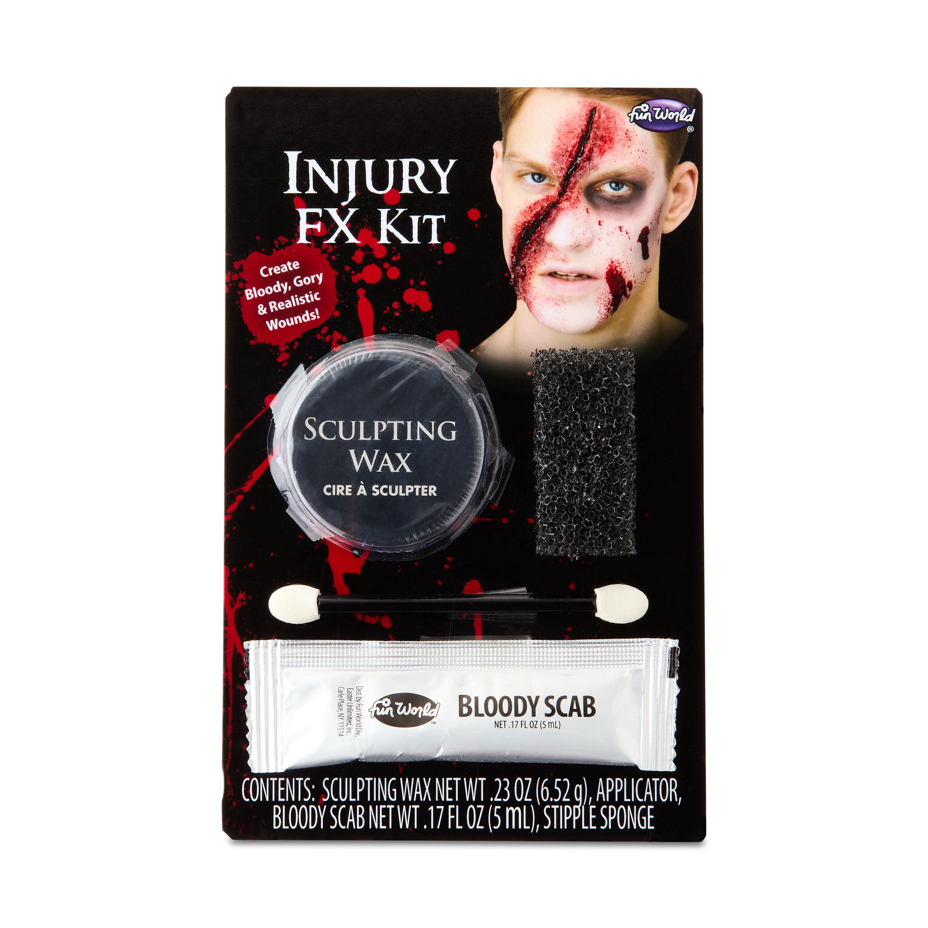 Injury FX Makeup Kit, includes Sculpting Wax and Fake Blood, Halloween Make-Up for Adults, by Fun World